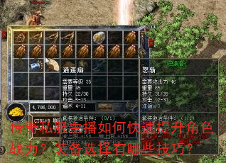 传奇私服主播如何快速提升角色战力?装备选择有哪些技巧? 传奇私服主播如何快速提升角色战力?装备选择有哪些技巧?