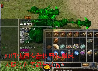 如何快速提升传奇私服成人版角色等级与装备? 如何快速提升传奇私服成人版角色等级与装备?