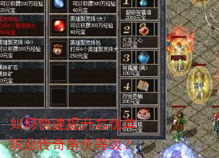 如何快速提升忘忧单职业传奇角色等级? 如何快速提升忘忧单职业传奇角色等级?