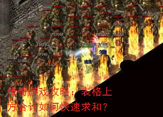 传奇游戏攻略:表格上方合计如何快速求和? 传奇游戏攻略:表格上方合计如何快速求和?